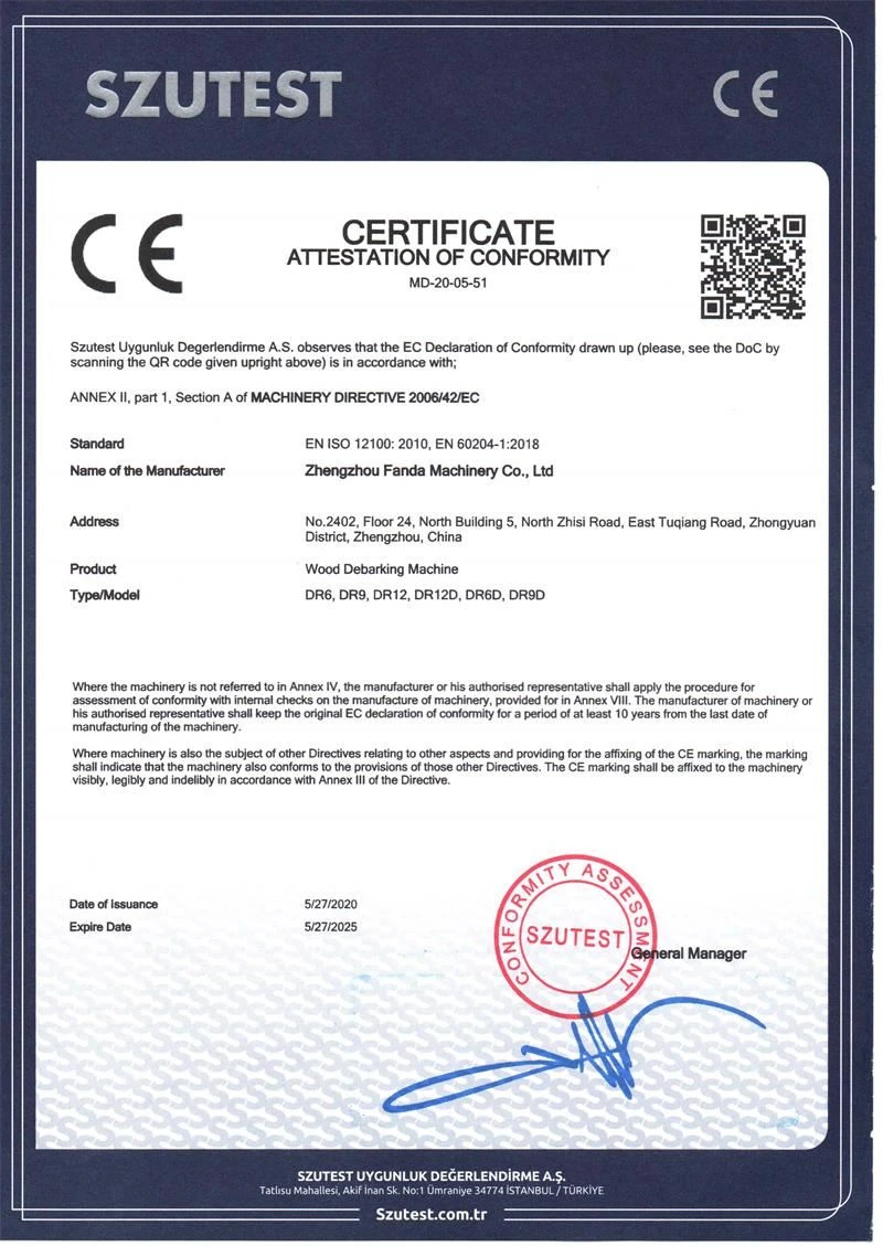 CE for Wood Debarking Machine