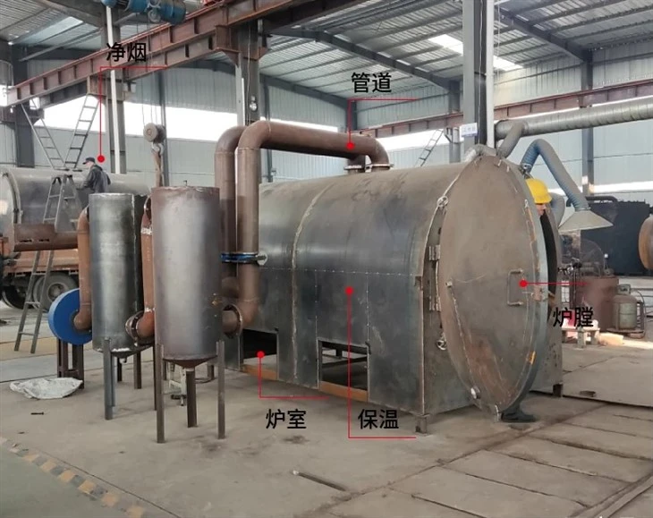 Industrial Horizontal Bamboo Wood Coconut Shell Rice Husk Charcoal Carbonization Kiln